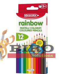 Creioane colorate 12 cul. cu ascuțitoare Rainbow, Fibracolor